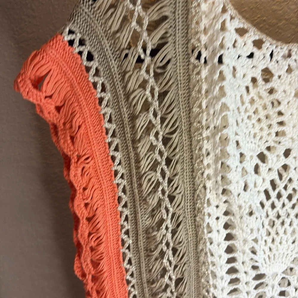 Chico's Boho Crochet Floral Knit Festival Open Knit Sweater/ Size 3/ XL - Picture 8 of 9